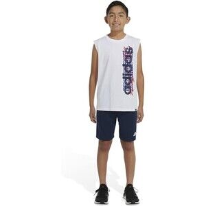 Adidas Big Boys Sleeveless Tank Top Shirt Graphic Logo Cotton Sum White Large